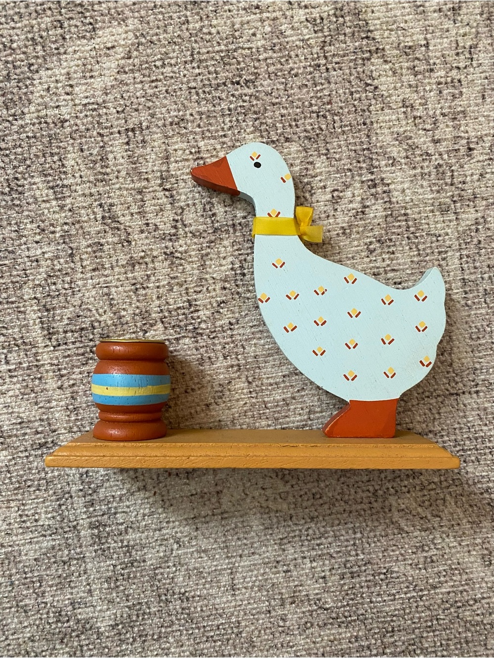 Vintage Wooden Country Duck/Goose Candle Holder